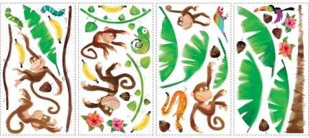 Dětské samolepící obrázky na zeď, samolepky, dekorace, nálepky Opičí radovánky